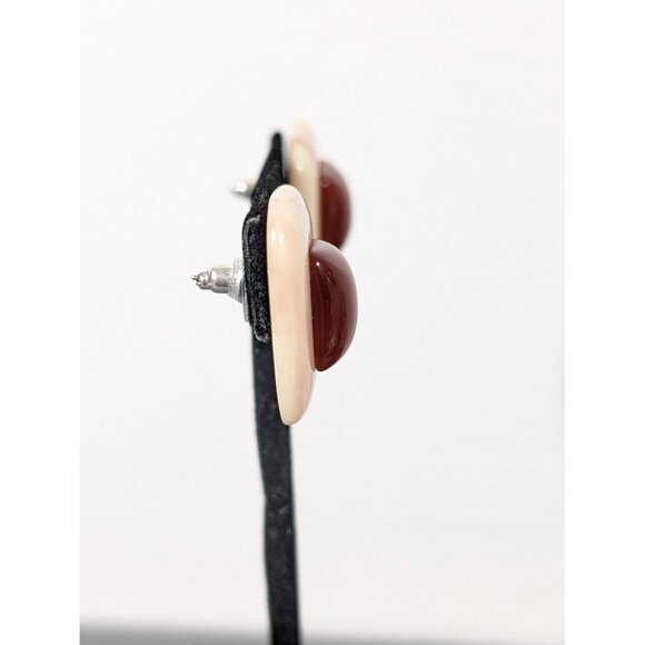 Vintage Faux Amber Lucite Square Geometric Earrings Bold Statement - Picture 2 of 7